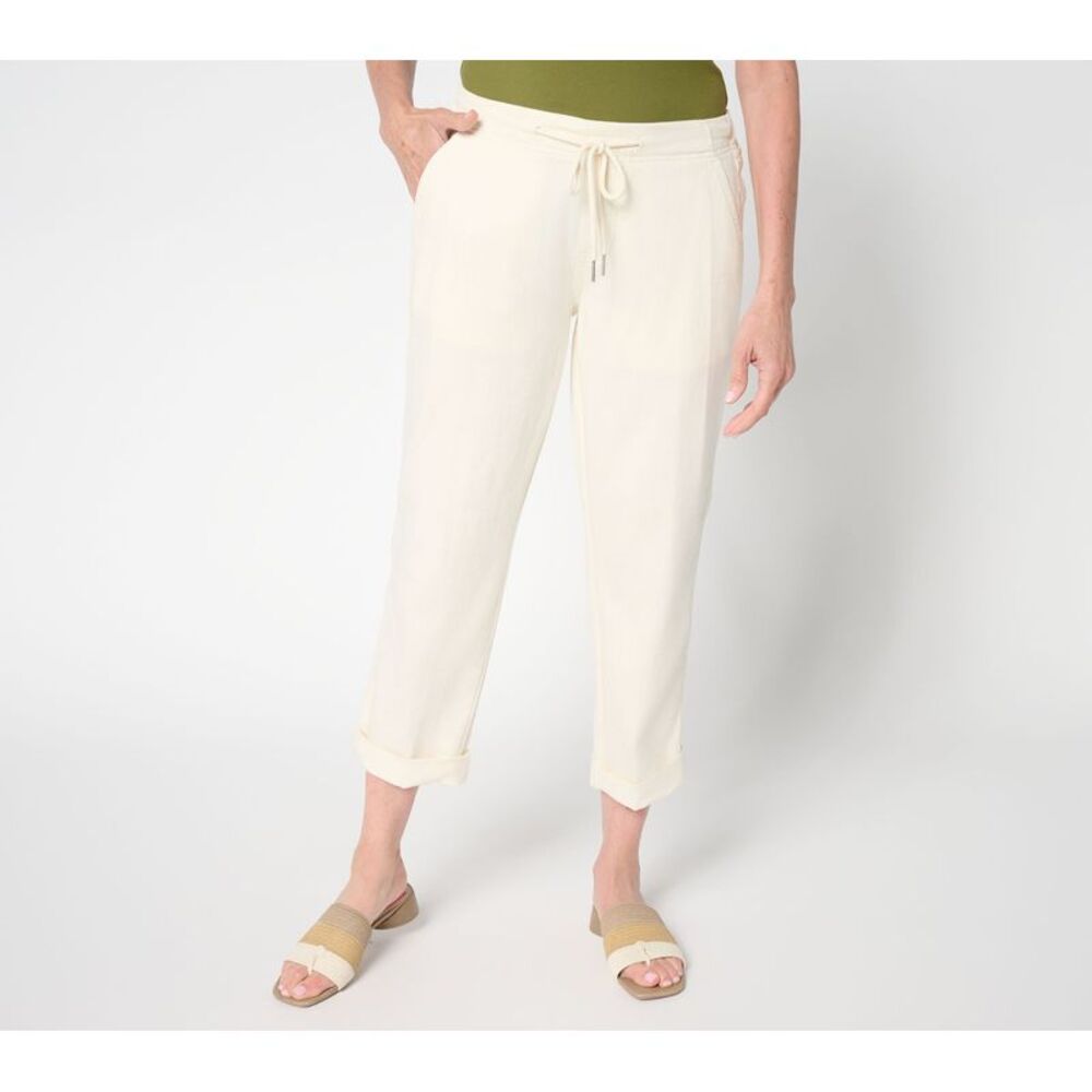 Liverpool Los Angeles Women's Pants Sz 8 Rascal Tie Front Cuffed White A689239